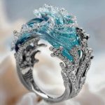 Ocean Wave Necklace, Ring & Earrings Set | Light Luxury Beach Vacation Jewelry BD
